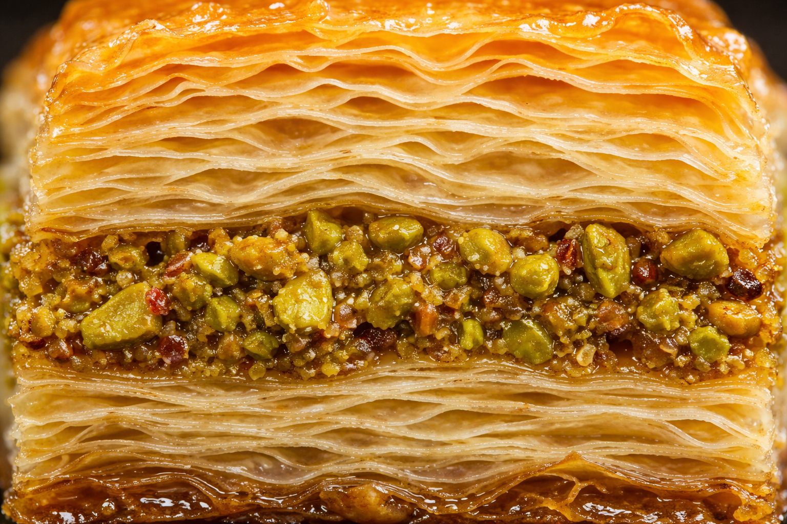 Yakından görülen baklava katmanları