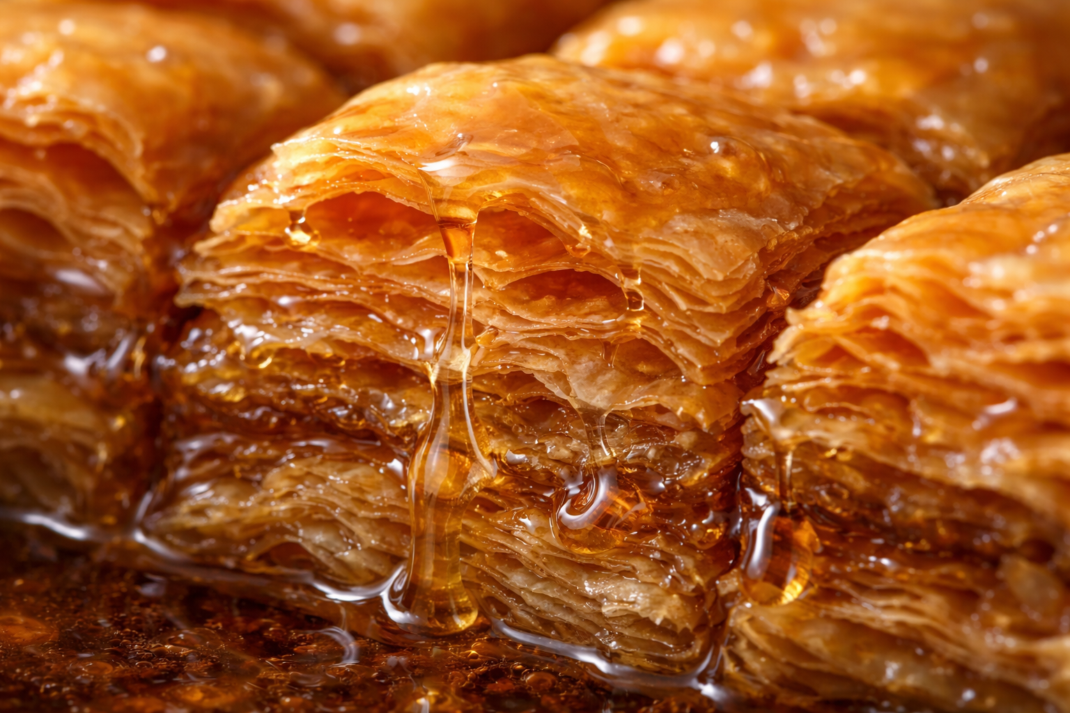 Şerbetin baklava katmanlarına emilmesi