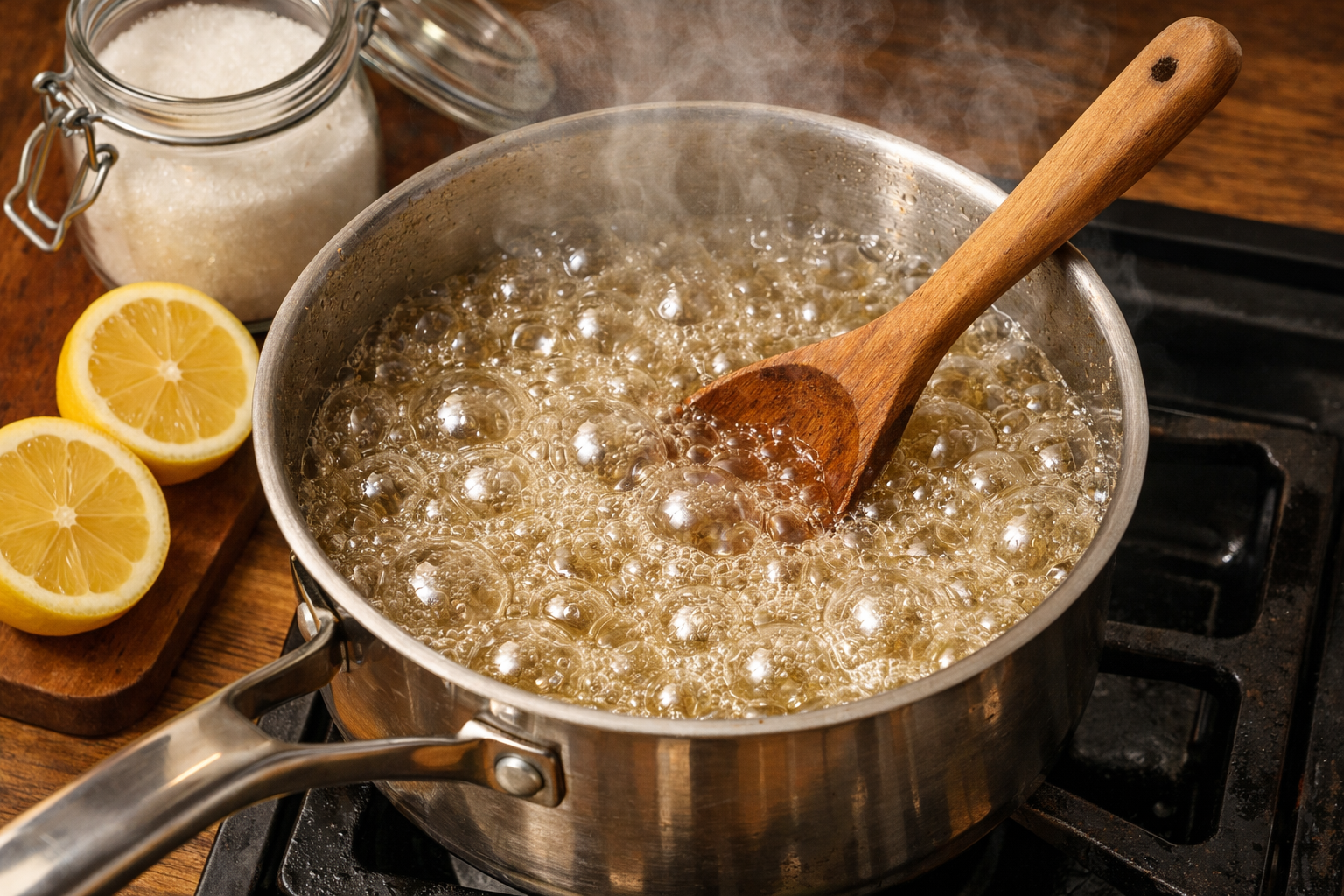 Tencerede kaynayan baklava şerbeti