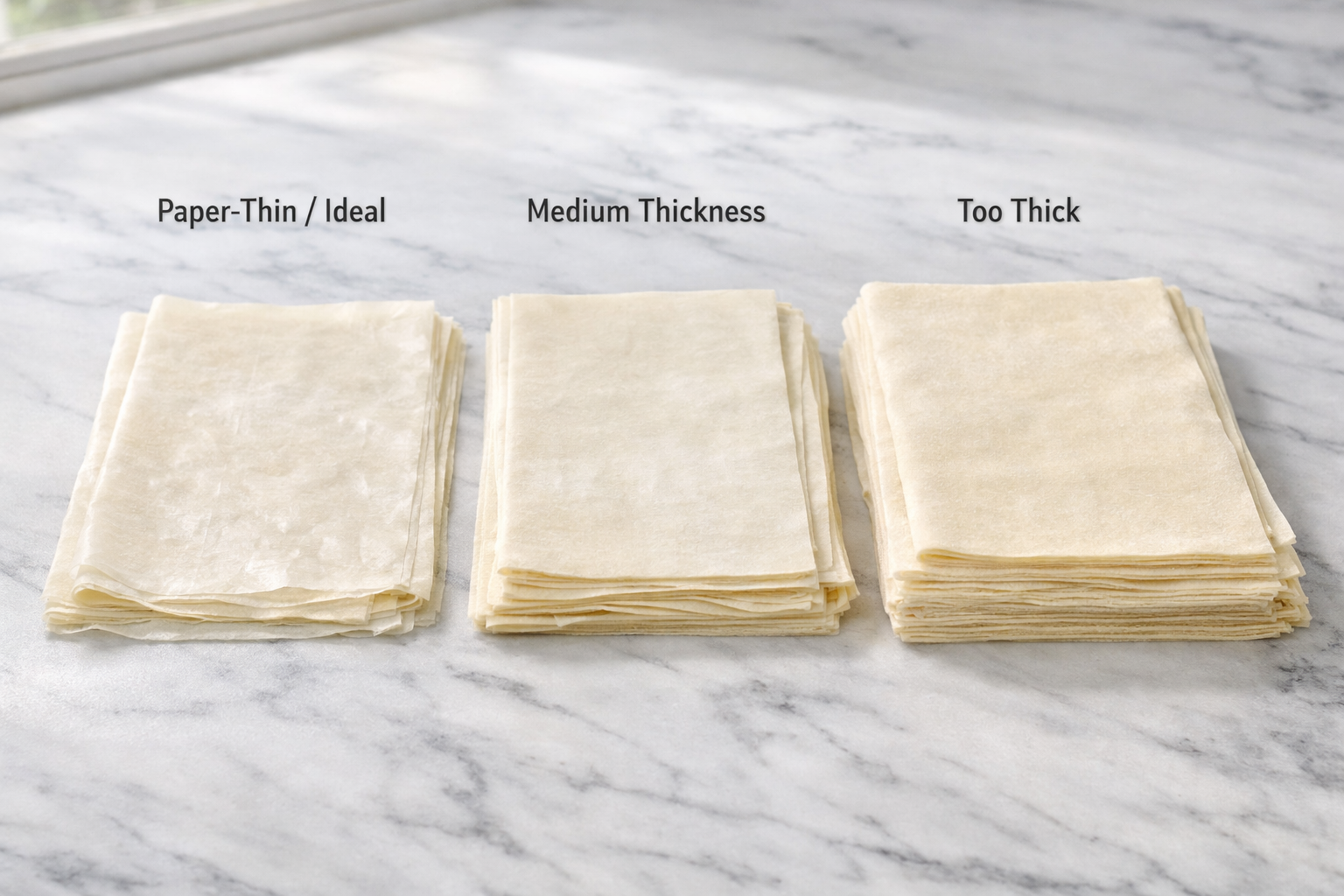 Farklı kalınlıklarda yufkalar